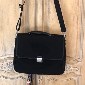 Banana Republic leather trimmed black briefcase